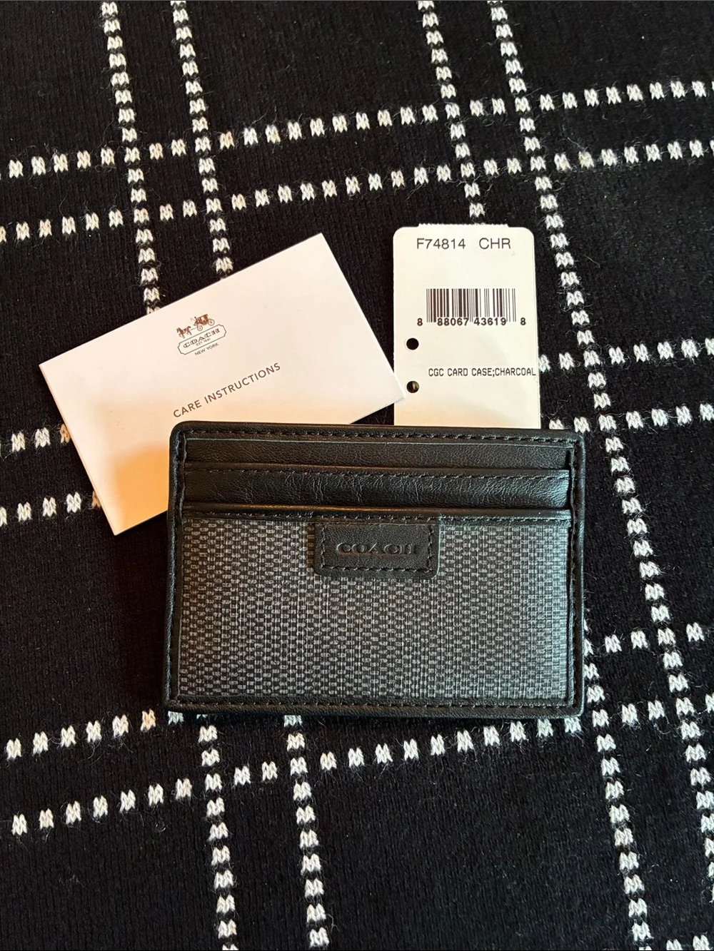 Coach Charcoal and Black Men’s Card Holder Case F74814 CHR